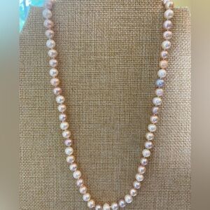 Genuine Fresh Water Pearls Sterling Silver Clasp‎ Hand Knotted Pastel Necklace